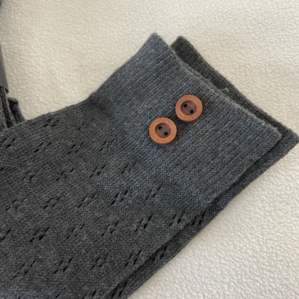 Steve Madden Gray Crew Socks Over the Knee with Button Accents
